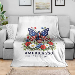 America 250 Patriotic Butterfly Floral Graphic Throw Blanket American Flag Wings Watercolor Wildflowers 1776 to 2026 Semiquincentennial TS02 Print Your Wear