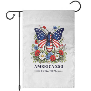America 250 Patriotic Butterfly Floral Graphic Garden Flag American Flag Wings Watercolor Wildflowers 1776 to 2026 Semiquincentennial TS02 White Print Your Wear