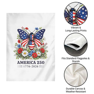 America 250 Patriotic Butterfly Floral Graphic Garden Flag American Flag Wings Watercolor Wildflowers 1776 to 2026 Semiquincentennial TS02 Print Your Wear