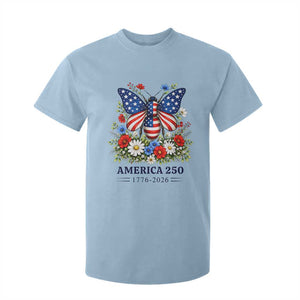 America 250 Patriotic Butterfly Floral Graphic T Shirt For Kid American Flag Wings Watercolor Wildflowers 1776 to 2026 Semiquincentennial