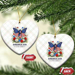 America 250 Patriotic Butterfly Floral Graphic Ceramic Ornament American Flag Wings Watercolor Wildflowers 1776 to 2026 Semiquincentennial TS02 Print Your Wear