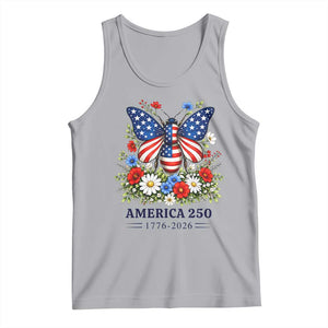 America 250 Patriotic Butterfly Floral Graphic Tank Top American Flag Wings Watercolor Wildflowers 1776 to 2026 Semiquincentennial TS02 Athletic Heather Print Your Wear