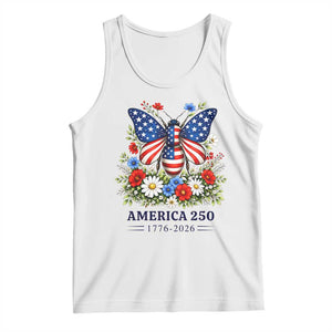 America 250 Patriotic Butterfly Floral Graphic Tank Top American Flag Wings Watercolor Wildflowers 1776 to 2026 Semiquincentennial TS02 White Print Your Wear