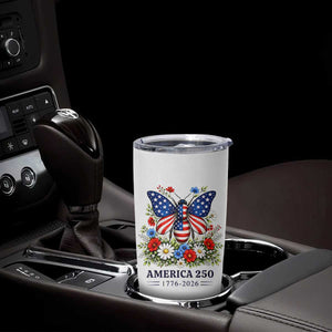 America 250 Patriotic Butterfly Floral Graphic Tumbler Cup American Flag Wings Watercolor Wildflowers 1776 to 2026 Semiquincentennial TS02 Print Your Wear