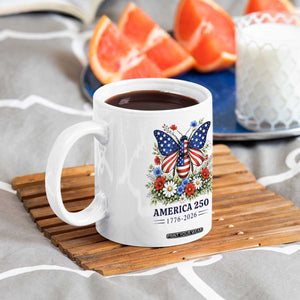 America 250 Patriotic Butterfly Floral Graphic Coffee Mug American Flag Wings Watercolor Wildflowers 1776 to 2026 Semiquincentennial TS02 Print Your Wear