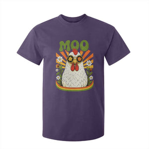 Retro Moo Chicken Wearing Sunglasses Graphic T Shirt For Kid Funny Groovy Farm Animal Pun Vintage Sunburst TS02 Purple Print Your Wear