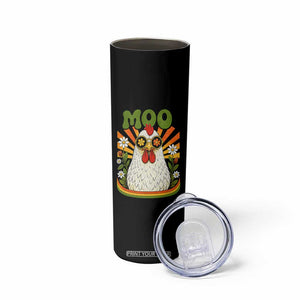 Retro Moo Chicken Wearing Sunglasses Graphic Skinny Tumbler Funny Groovy Farm Animal Pun Vintage Sunburst TS02 Print Your Wear