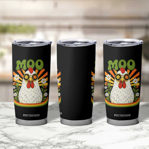 Retro Moo Chicken Wearing Sunglasses Graphic Tumbler Cup Funny Groovy Farm Animal Pun Vintage Sunburst TS02 Print Your Wear