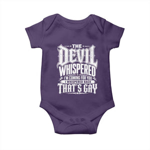 The Devil Whispered I Whispered Back That's Gay Baby Onesie Funny Sarcastic Gothic Meme Parody