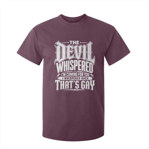 The Devil Whispered I Whispered Back That's Gay T Shirt For Kid Funny Sarcastic Gothic Meme Parody