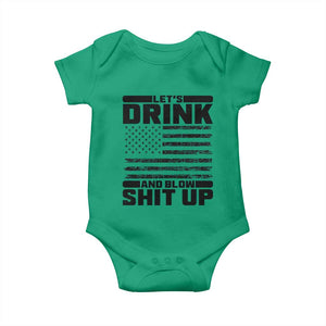 Patriotic 4th of July Fireworks Funny Drinking Party Baby Onesie Let's Drink And Blow Shit Up Gag Gift