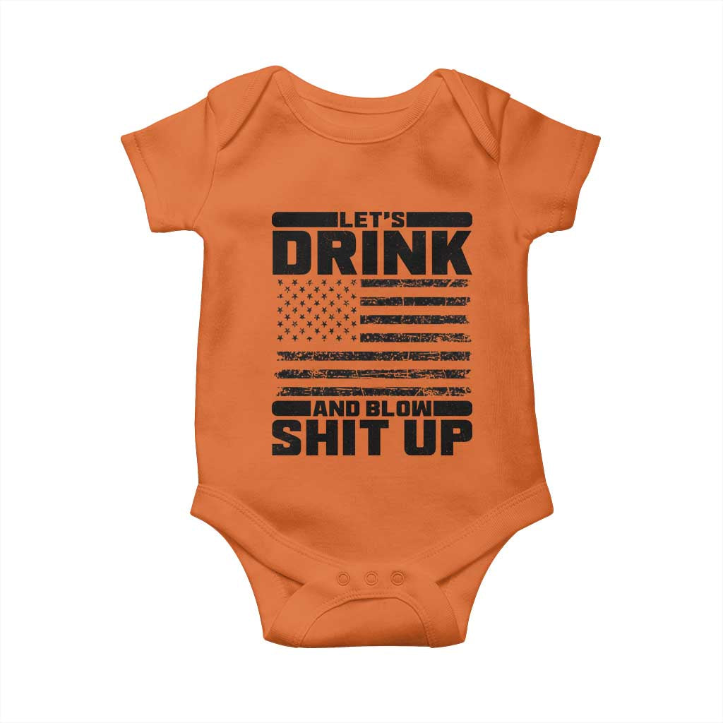 Patriotic 4th of July Fireworks Funny Drinking Party Baby Onesie Let's Drink And Blow Shit Up Gag Gift