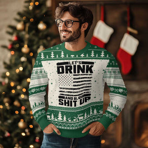 Patriotic 4th of July Fireworks Funny Drinking Party Ugly Christmas Sweater Let's Drink And Blow Shit Up Gag Gift