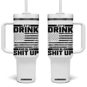 Patriotic 4th of July Fireworks Funny Drinking Party Tumbler With Handle Let's Drink And Blow Shit Up Gag Gift