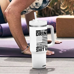 Patriotic 4th of July Fireworks Funny Drinking Party Tumbler With Handle Let's Drink And Blow Shit Up Gag Gift