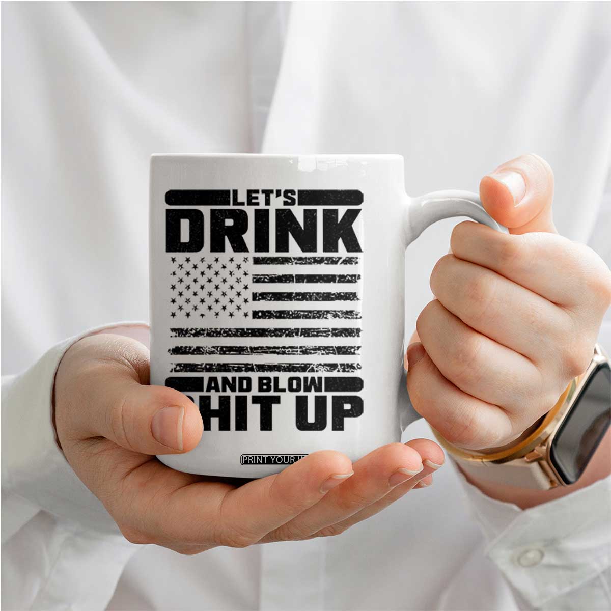 Patriotic 4th of July Fireworks Funny Drinking Party Coffee Mug Let's Drink And Blow Shit Up Gag Gift