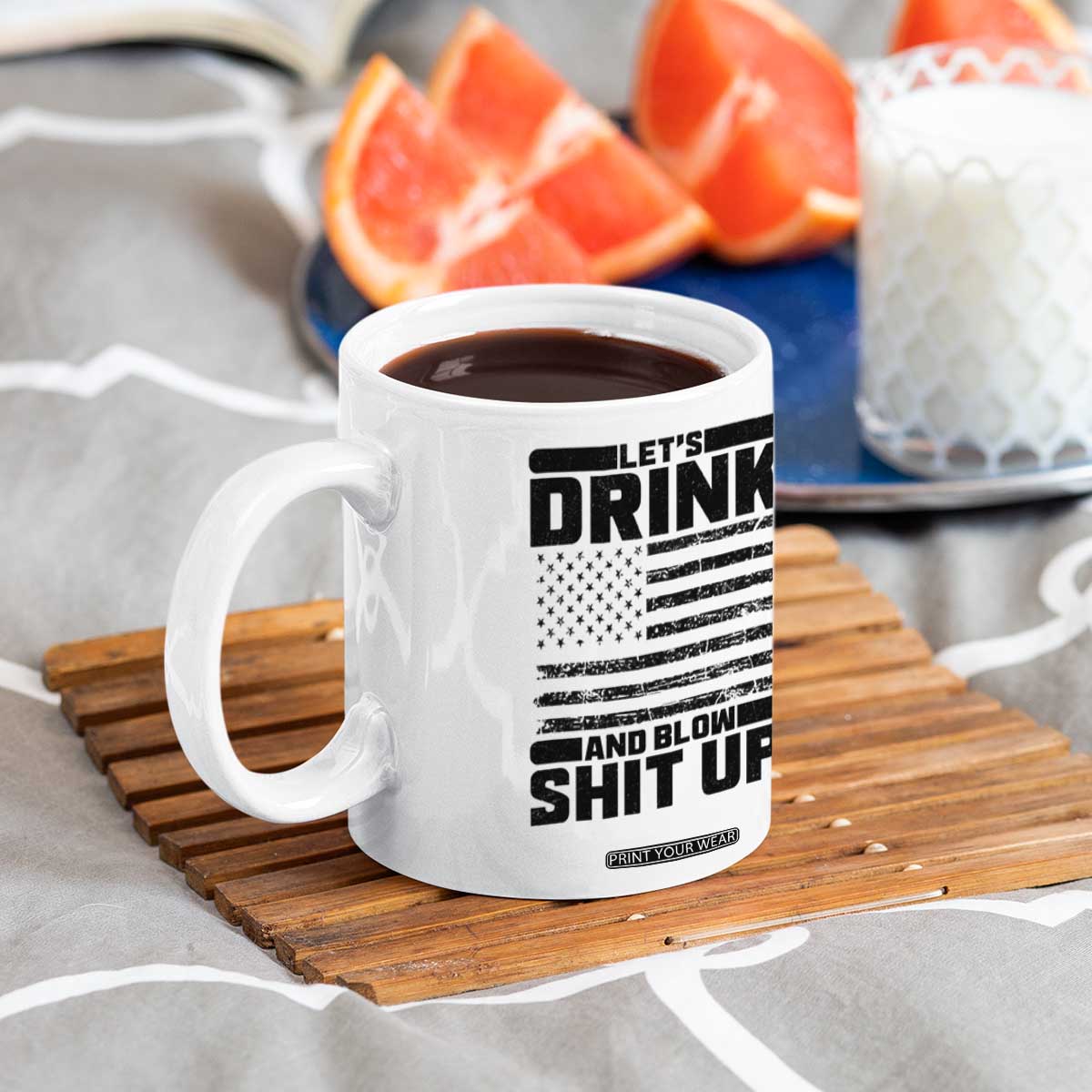 Patriotic 4th of July Fireworks Funny Drinking Party Coffee Mug Let's Drink And Blow Shit Up Gag Gift
