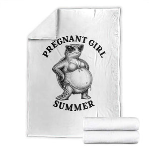 Funny Pregnant Girl Summer Turtle Throw Blanket Cute Stipple Maternity Bikini Sea Turtle Beach