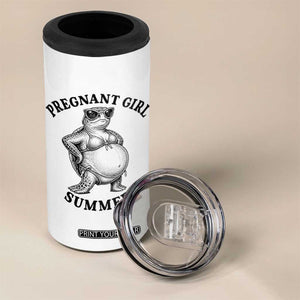 Funny Pregnant Girl Summer Turtle 4 in 1 Can Cooler Tumbler Cute Stipple Maternity Bikini Sea Turtle Beach