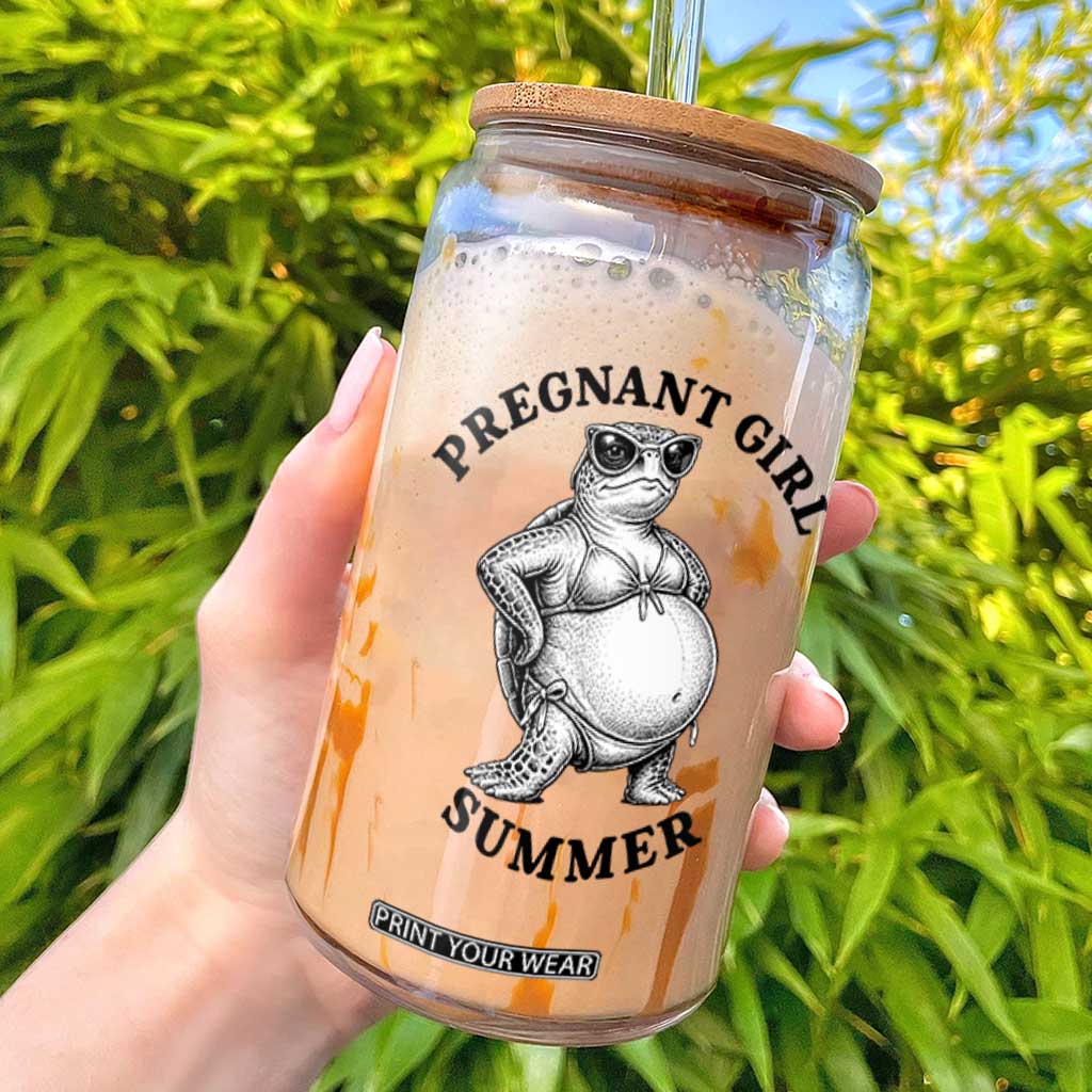 Funny Pregnant Girl Summer Turtle Glass Can Cute Stipple Maternity Bikini Sea Turtle Beach