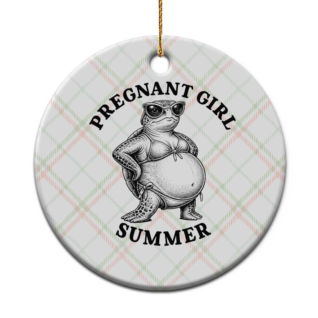 Funny Pregnant Girl Summer Turtle Ceramic Ornament Cute Stipple Maternity Bikini Sea Turtle Beach