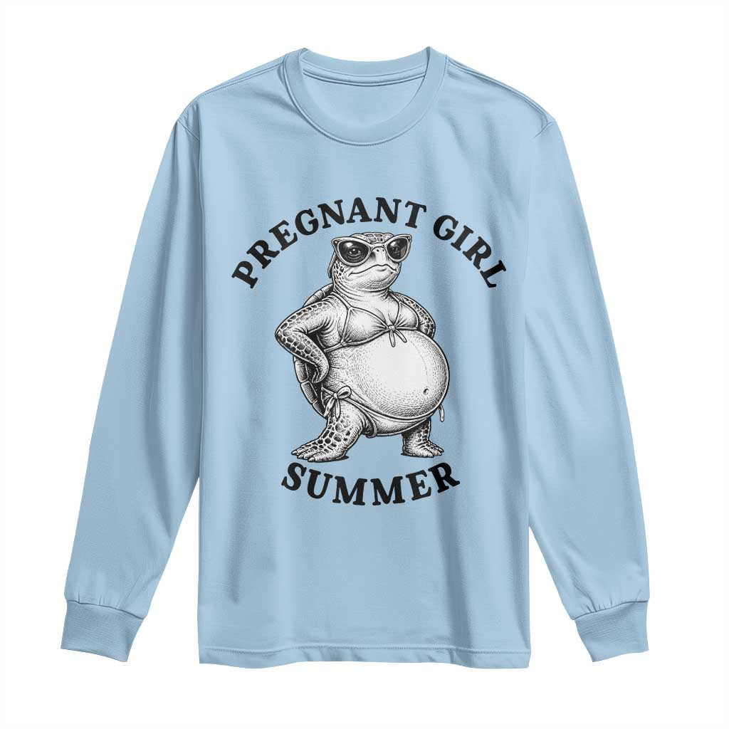 Funny Pregnant Girl Summer Turtle Long Sleeve Shirt Cute Stipple Maternity Bikini Sea Turtle Beach