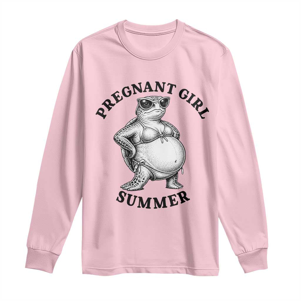 Funny Pregnant Girl Summer Turtle Long Sleeve Shirt Cute Stipple Maternity Bikini Sea Turtle Beach