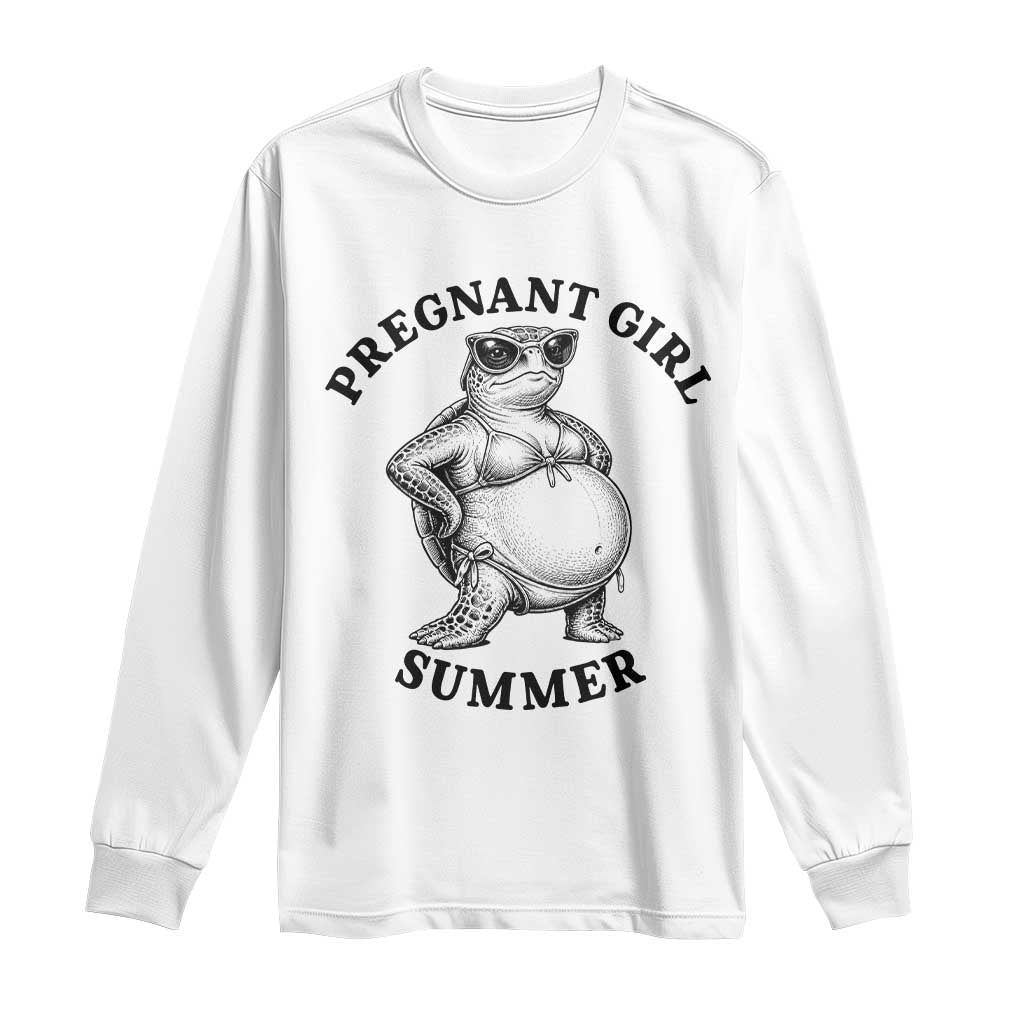 Funny Pregnant Girl Summer Turtle Long Sleeve Shirt Cute Stipple Maternity Bikini Sea Turtle Beach