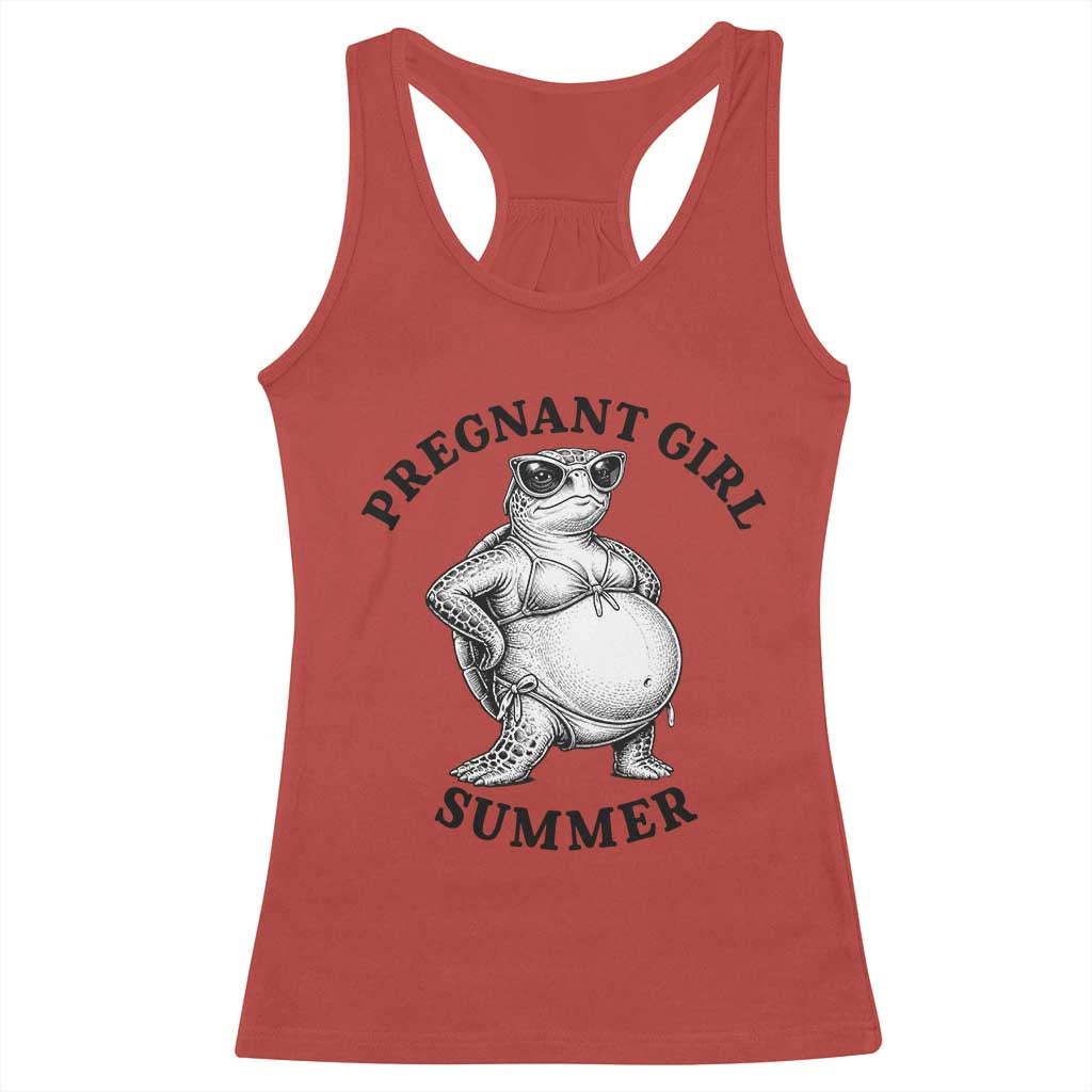 Funny Pregnant Girl Summer Turtle Racerback Tank Top Cute Stipple Maternity Bikini Sea Turtle Beach