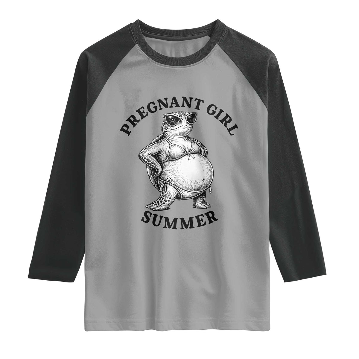 Funny Pregnant Girl Summer Turtle Raglan Shirt Cute Stipple Maternity Bikini Sea Turtle Beach