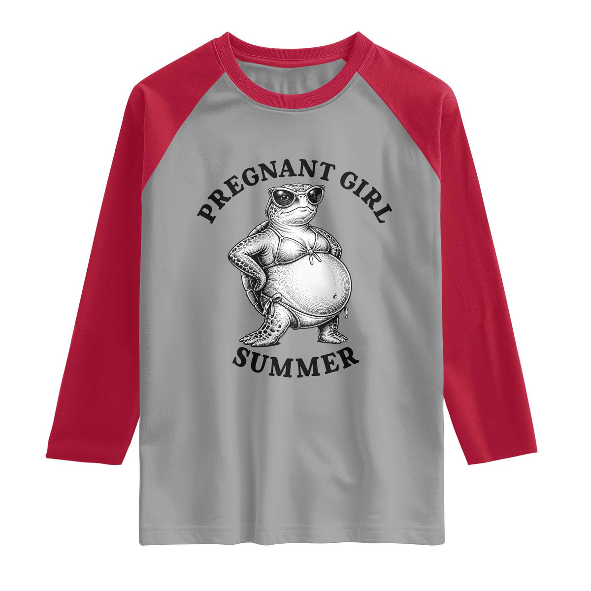Funny Pregnant Girl Summer Turtle Raglan Shirt Cute Stipple Maternity Bikini Sea Turtle Beach