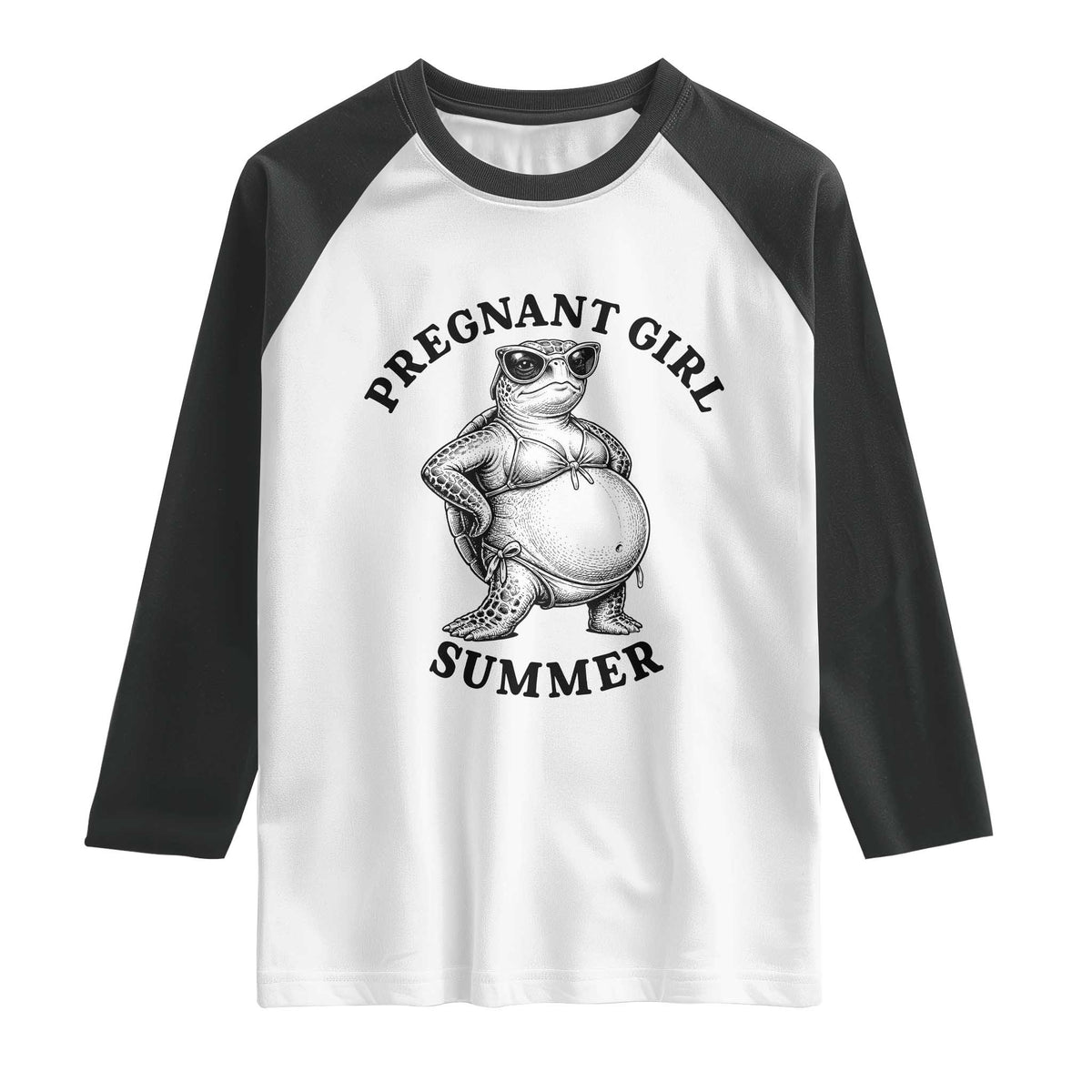 Funny Pregnant Girl Summer Turtle Raglan Shirt Cute Stipple Maternity Bikini Sea Turtle Beach