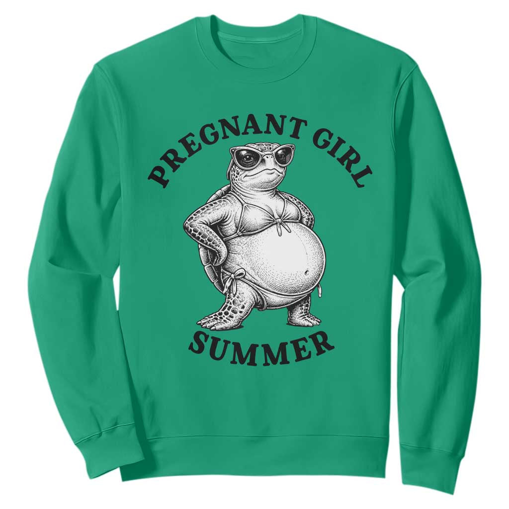 Funny Pregnant Girl Summer Turtle Sweatshirt Cute Stipple Maternity Bikini Sea Turtle Beach