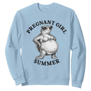 Funny Pregnant Girl Summer Turtle Sweatshirt Cute Stipple Maternity Bikini Sea Turtle Beach