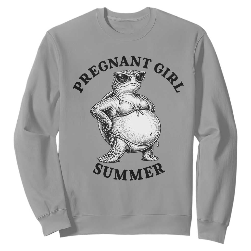 Funny Pregnant Girl Summer Turtle Sweatshirt Cute Stipple Maternity Bikini Sea Turtle Beach