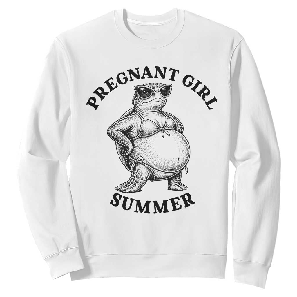 Funny Pregnant Girl Summer Turtle Sweatshirt Cute Stipple Maternity Bikini Sea Turtle Beach