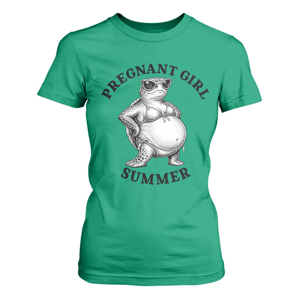 Funny Pregnant Girl Summer Turtle T Shirt For Women Cute Stipple Maternity Bikini Sea Turtle Beach