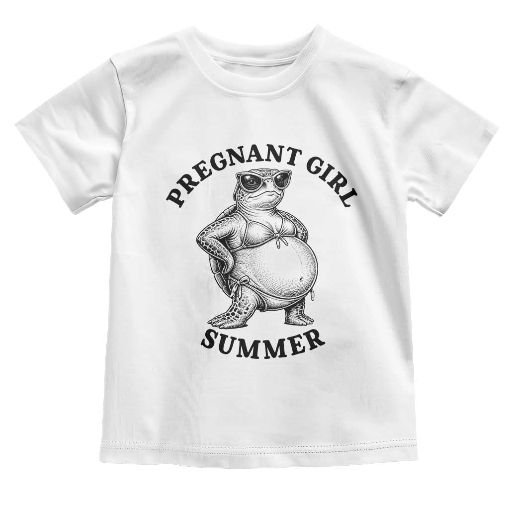 Funny Pregnant Girl Summer Turtle Toddler T Shirt Cute Stipple Maternity Bikini Sea Turtle Beach TS02 White Print Your Wear