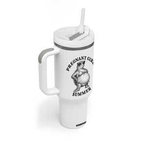 Funny Pregnant Girl Summer Turtle Tumbler With Handle Cute Stipple Maternity Bikini Sea Turtle Beach