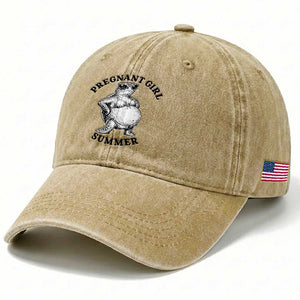 Funny Pregnant Girl Summer Turtle Washed Cotton Baseball Cap Cute Stipple Maternity Bikini Sea Turtle Beach