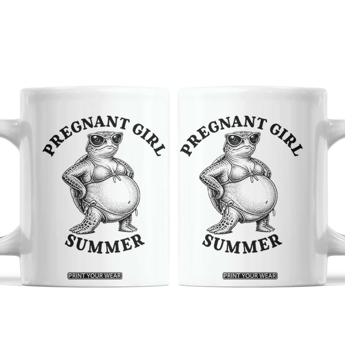 Funny Pregnant Girl Summer Turtle Coffee Mug Cute Stipple Maternity Bikini Sea Turtle Beach