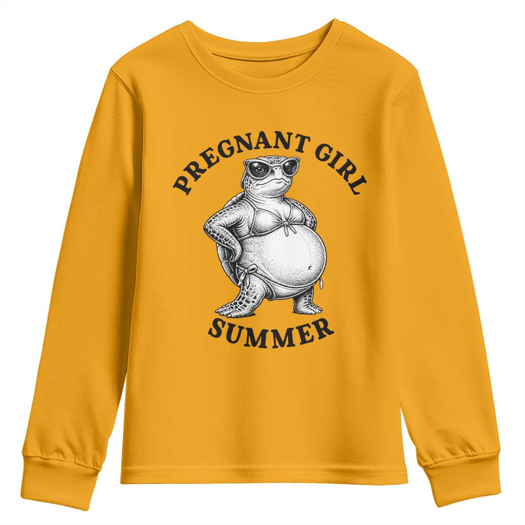 Funny Pregnant Girl Summer Turtle Youth Sweatshirt Cute Stipple Maternity Bikini Sea Turtle Beach
