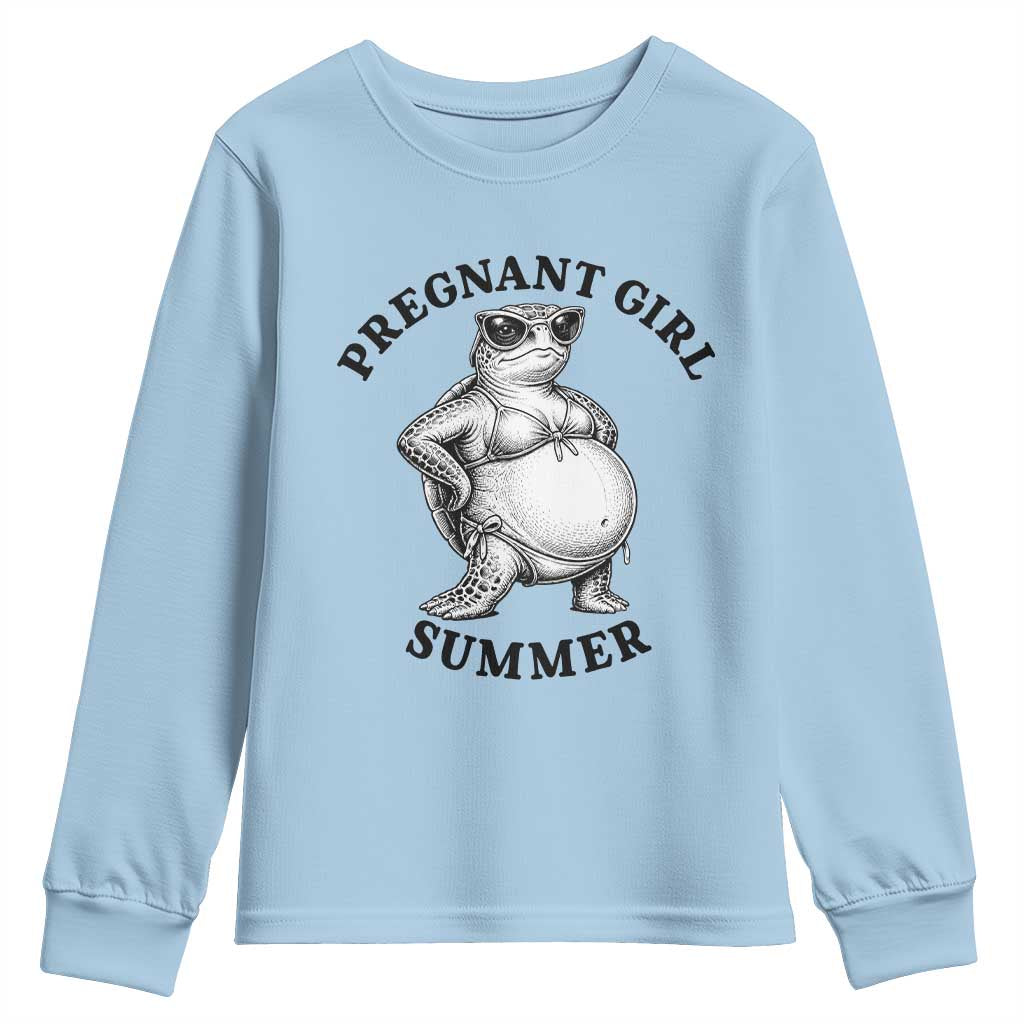 Funny Pregnant Girl Summer Turtle Youth Sweatshirt Cute Stipple Maternity Bikini Sea Turtle Beach
