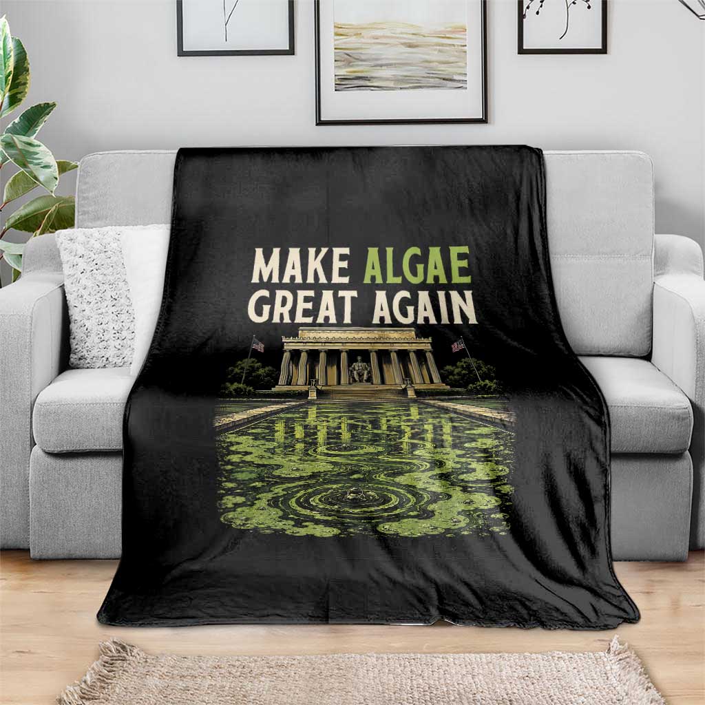Make Algae Great Again Lincoln Memorial Reflecting Pool Graphic Throw Blanket Funny Washington DC Viral Swamp Meme