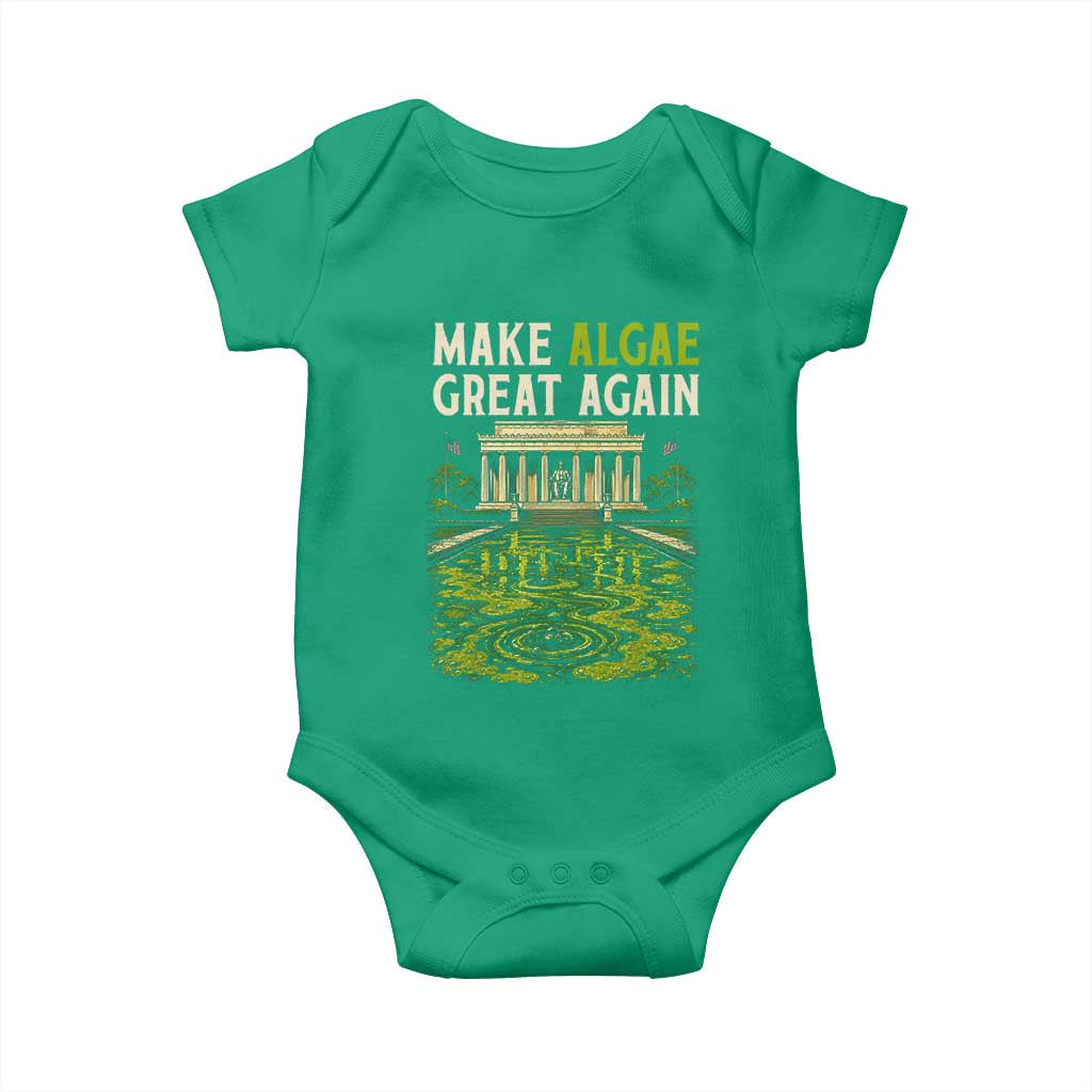 Make Algae Great Again Lincoln Memorial Reflecting Pool Graphic Baby Onesie Funny Washington DC Viral Swamp Meme