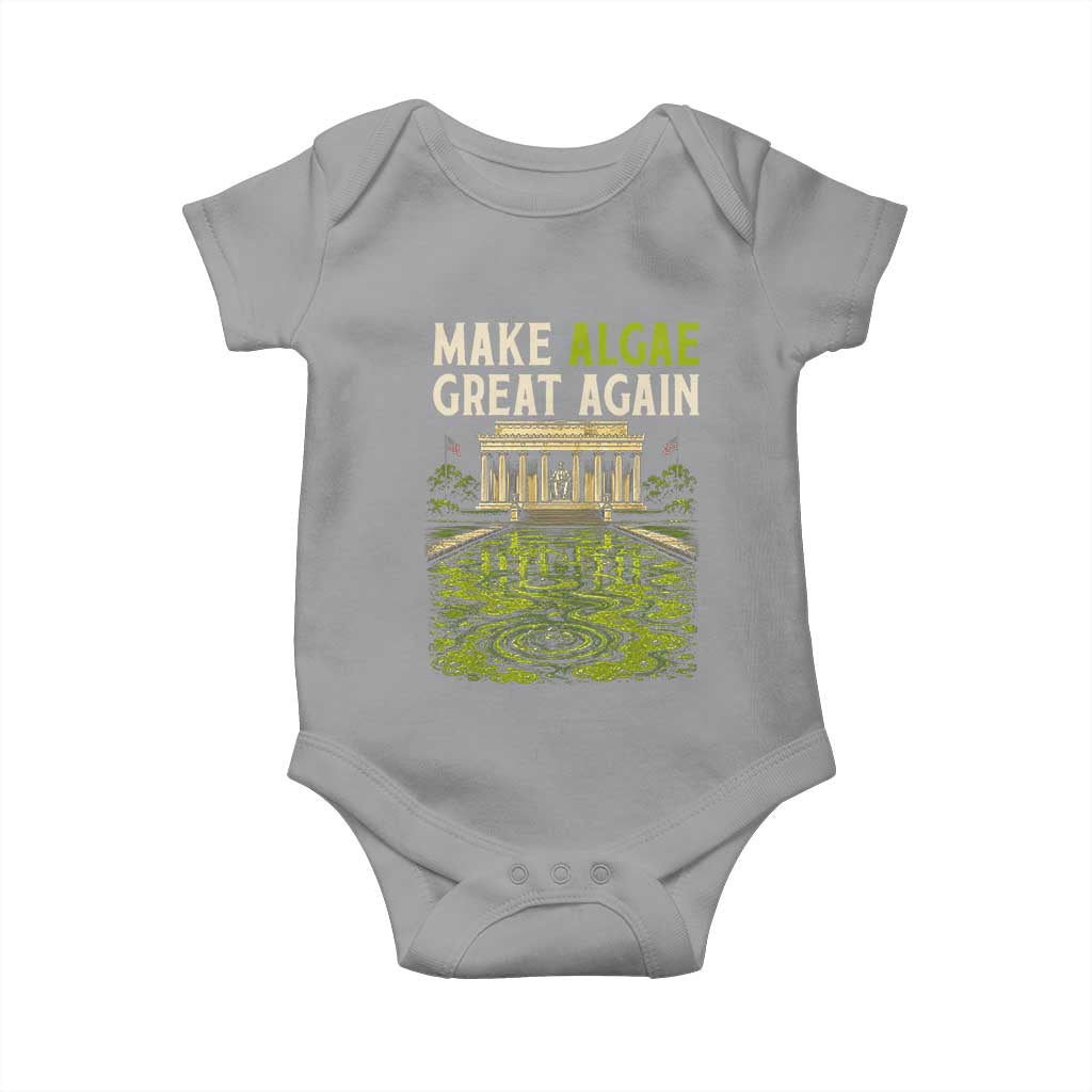 Make Algae Great Again Lincoln Memorial Reflecting Pool Graphic Baby Onesie Funny Washington DC Viral Swamp Meme