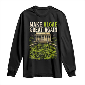 Make Algae Great Again Lincoln Memorial Reflecting Pool Graphic Long Sleeve Shirt Funny Washington DC Viral Swamp Meme
