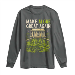 Make Algae Great Again Lincoln Memorial Reflecting Pool Graphic Long Sleeve Shirt Funny Washington DC Viral Swamp Meme