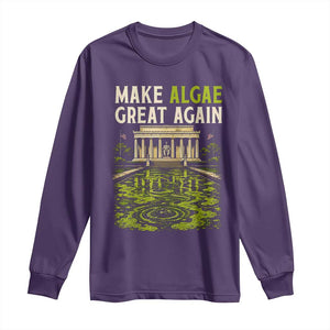 Make Algae Great Again Lincoln Memorial Reflecting Pool Graphic Long Sleeve Shirt Funny Washington DC Viral Swamp Meme