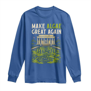 Make Algae Great Again Lincoln Memorial Reflecting Pool Graphic Long Sleeve Shirt Funny Washington DC Viral Swamp Meme